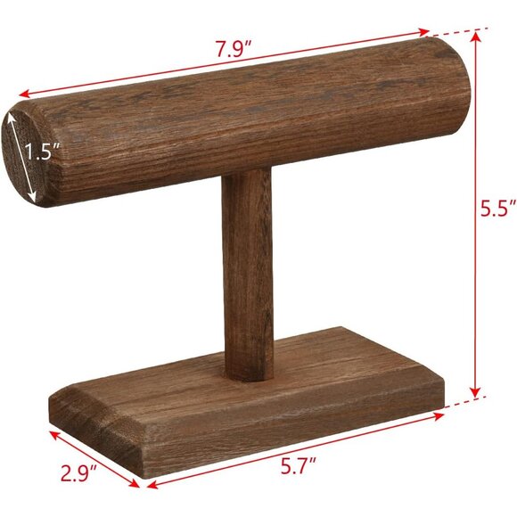 Antique Wooden Jewelry Display Stand - Elegant Rustic Bracelet & Necklace Holder - Picture 3 of 8